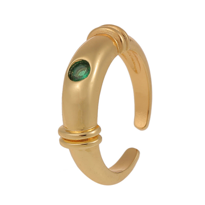 Wholesale golden copper opening adjustable rings JDC-RS-HX122 Rings JoyasDeChina green opening adjustable Wholesale Jewelry JoyasDeChina Joyas De China
