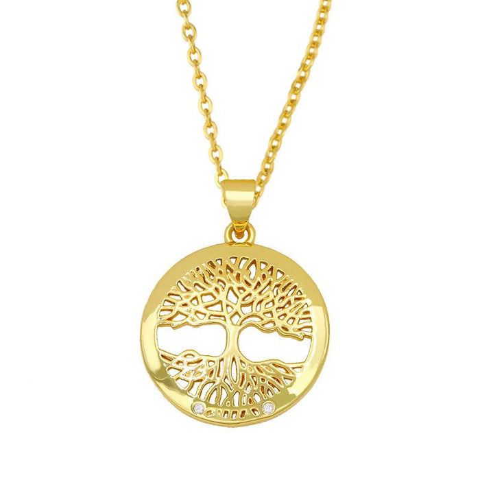 Bulk Jewelry Wholesale golden copper sunflower life tree Necklaces JDC-NE-AS248 Wholesale factory from China YIWU China