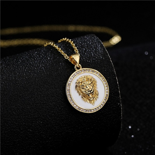 Bulk Jewelry Wholesale golden copper white drip lion necklaces JDC-NE-ag037 Wholesale factory from China YIWU China