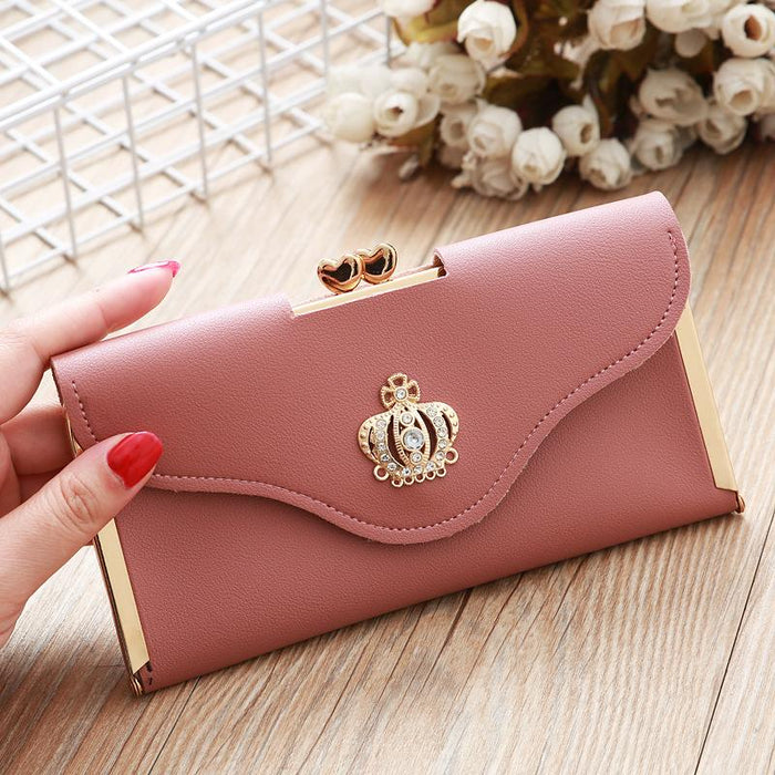 Bulk Jewelry Wholesale Golden Crown Diamond Hand Long PU Leather Wallet JDC-WT-lx012 Wholesale factory from China YIWU China