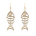 Wholesale golden fish bone alloy earrings with Rhinestones JDC-ES-TC178 Earrings JoyasDeChina golden Wholesale Jewelry JoyasDeChina Joyas De China