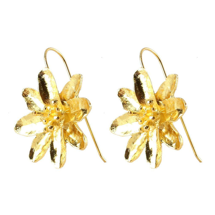 Wholesale golden flower alloy earrings JDC-ES-TC176 Earrings JoyasDeChina golden Wholesale Jewelry JoyasDeChina Joyas De China