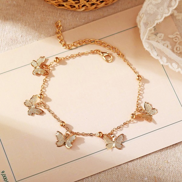 Bulk Jewelry Wholesale golden hollow butterfly pendant handmade alloy anklet JDC-AS-F314 Wholesale factory from China YIWU China