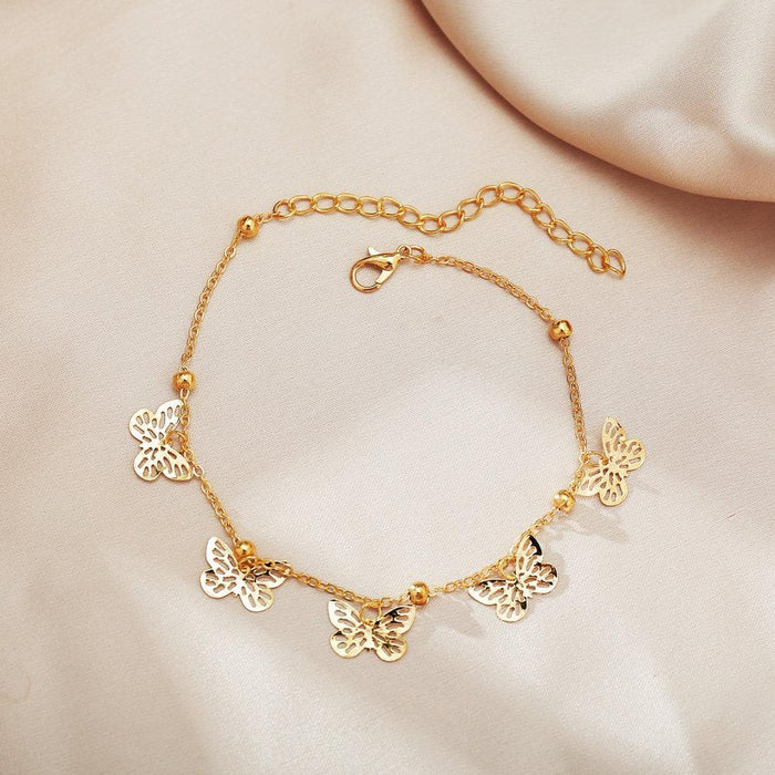 Bulk Jewelry Wholesale golden hollow butterfly pendant handmade alloy anklet JDC-AS-F314 Wholesale factory from China YIWU China