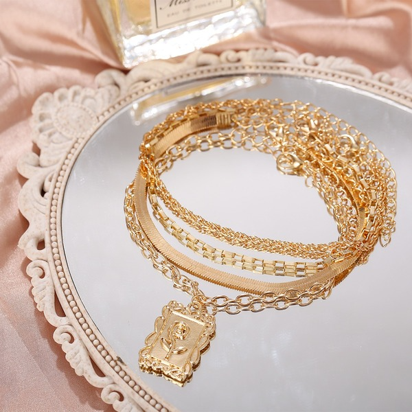 Bulk Jewelry Wholesale golden multi-layer snake bone chain rose tag anklet JDC-AS-F323 Wholesale factory from China YIWU China