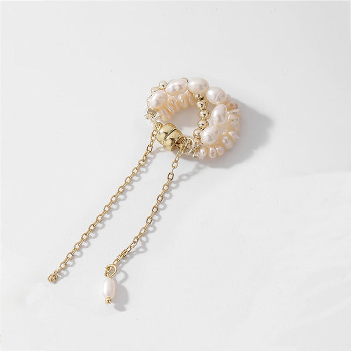 Wholesale golden pearl earrings JDC-ES-YWJQ0017 Earrings 精巧 gold Wholesale Jewelry JoyasDeChina Joyas De China