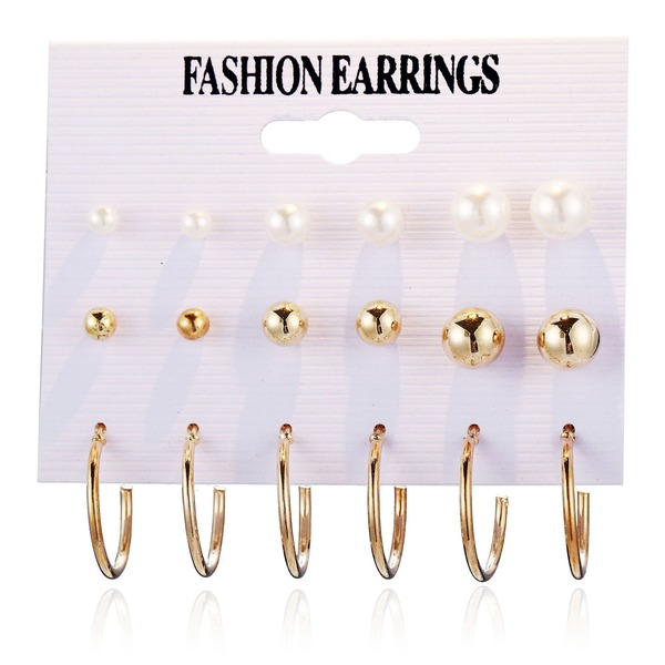 Bulk Jewelry Wholesale golden pearl open circle Earring Set JDC-ES-F297 Wholesale factory from China YIWU China