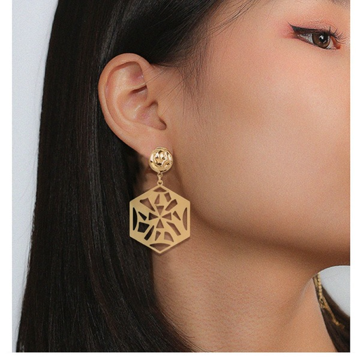 Wholesale golden polygon hollow alloy earrings JDC-ES-TC163 Earrings JoyasDeChina Wholesale Jewelry JoyasDeChina Joyas De China