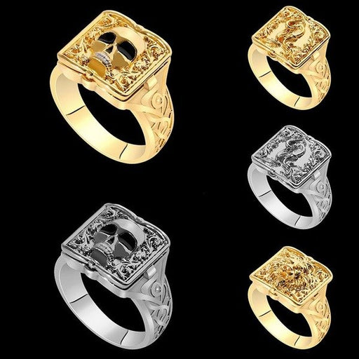 Wholesale golden skull face carved copper Rings JDC-RS-WN130 Rings 薇妮 Wholesale Jewelry JoyasDeChina Joyas De China