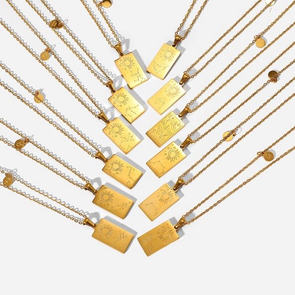 Wholesale golden stainless steel 12 constellation pendant JDC-NE-JD320 Necklaces 杰鼎 Wholesale Jewelry JoyasDeChina Joyas De China