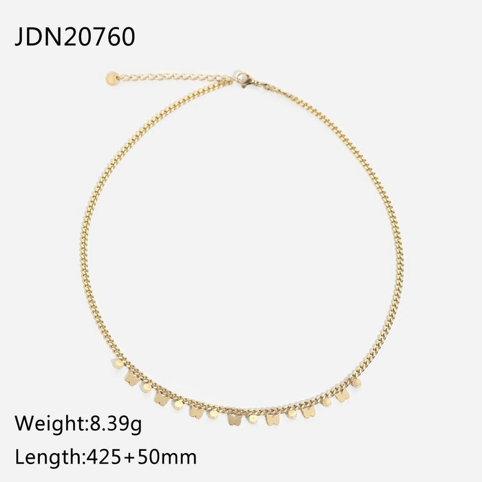 Wholesale golden stainless steel zircon ring JDC-NE-JD319 Necklaces 杰鼎 1 Wholesale Jewelry JoyasDeChina Joyas De China