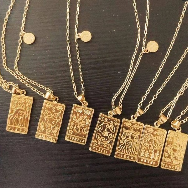Bulk Jewelry Wholesale golden titanium steel 12 constellations crossing gold necklace JDC-NE-GSJMG012 Wholesale factory from China YIWU China