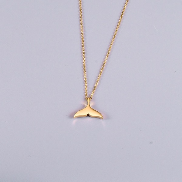 Bulk Jewelry Wholesale golden titanium steel shark tail diamond necklace JDC-NE-GSYS003 Wholesale factory from China YIWU China