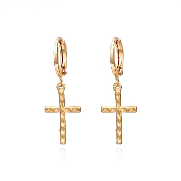 Wholesale golden zinc alloy cross earrings JDC-ES-GSMY004 Earrings JoyasDeChina Wholesale Jewelry JoyasDeChina Joyas De China