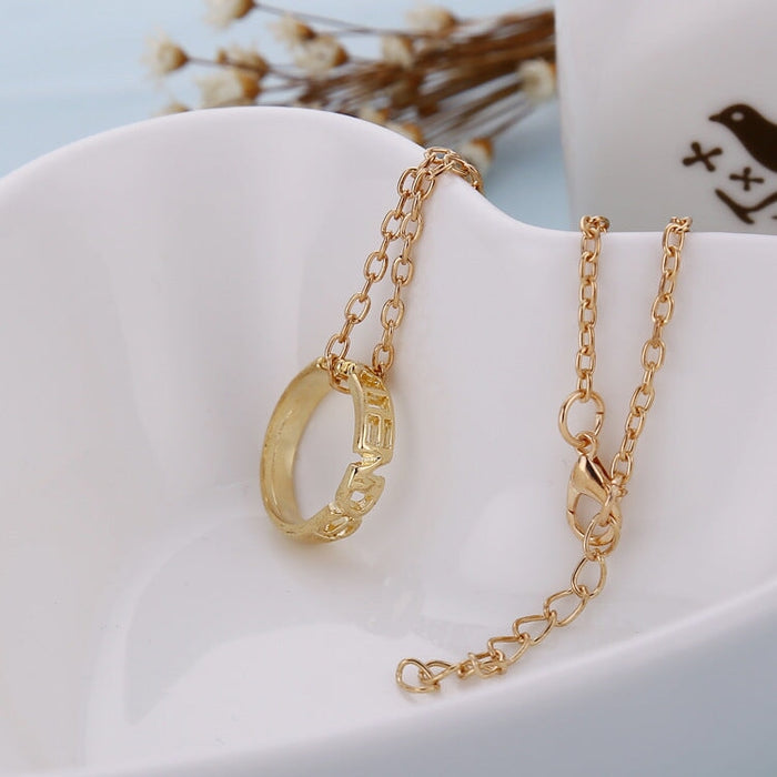 Wholesale good friends alloy ring necklace three-piece set JDC-NE-LangT022 Necklaces 阆天 Wholesale Jewelry JoyasDeChina Joyas De China