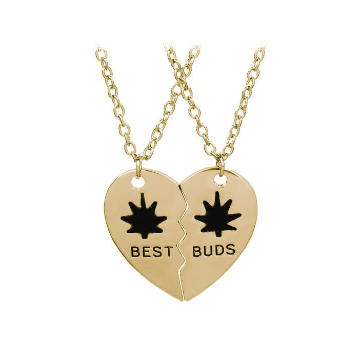 Wholesale good friends leaf two petal splicing love alloy necklace JDC-NE-LangT018 Necklaces 阆天 Wholesale Jewelry JoyasDeChina Joyas De China