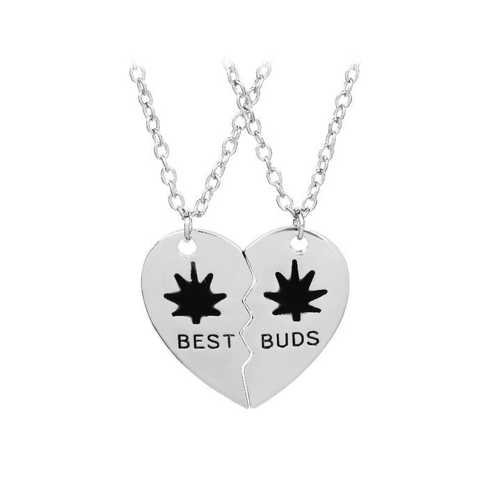 Wholesale good friends leaf two petal splicing love alloy necklace JDC-NE-LangT018 Necklaces 阆天 2 Wholesale Jewelry JoyasDeChina Joyas De China