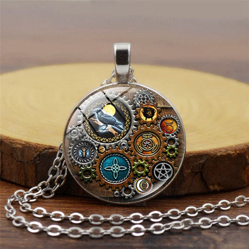 Wholesale Gothic Witch Alloy Glass Piece Time Stone Necklace JDC-NE-Hengx001 Necklaces 横湘 Wholesale Jewelry JoyasDeChina Joyas De China