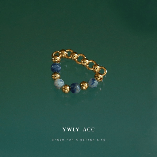 Wholesale Gradient Blue Natural Stone Chain Ring JDC-RS-YWL008 Rings 丽轶 Wholesale Jewelry JoyasDeChina Joyas De China