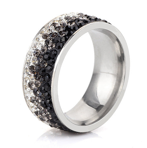 Wholesale gradient color diamond titanium steel rings JDC-RS-Zhongj009 Rings 众喆 black 8 Wholesale Jewelry JoyasDeChina Joyas De China