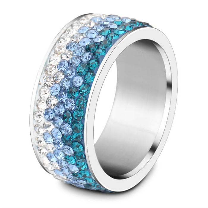 Wholesale gradient color diamond titanium steel rings JDC-RS-Zhongj009 Rings 众喆 blue 8 Wholesale Jewelry JoyasDeChina Joyas De China