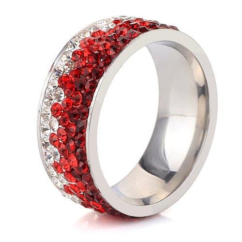 Wholesale gradient color diamond titanium steel rings JDC-RS-Zhongj009 Rings 众喆 red 8 Wholesale Jewelry JoyasDeChina Joyas De China