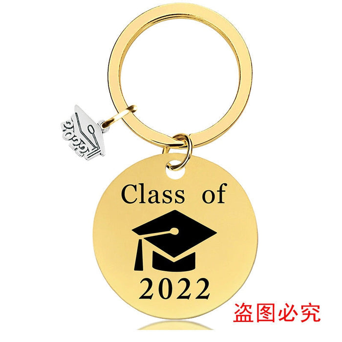 Wholesale Graduation Season Gift Stainless Steel Round Metal Keychain JDC-KC-GangGu015 Keychains 钢古 2022BSY001 Wholesale Jewelry JoyasDeChina Joyas De China