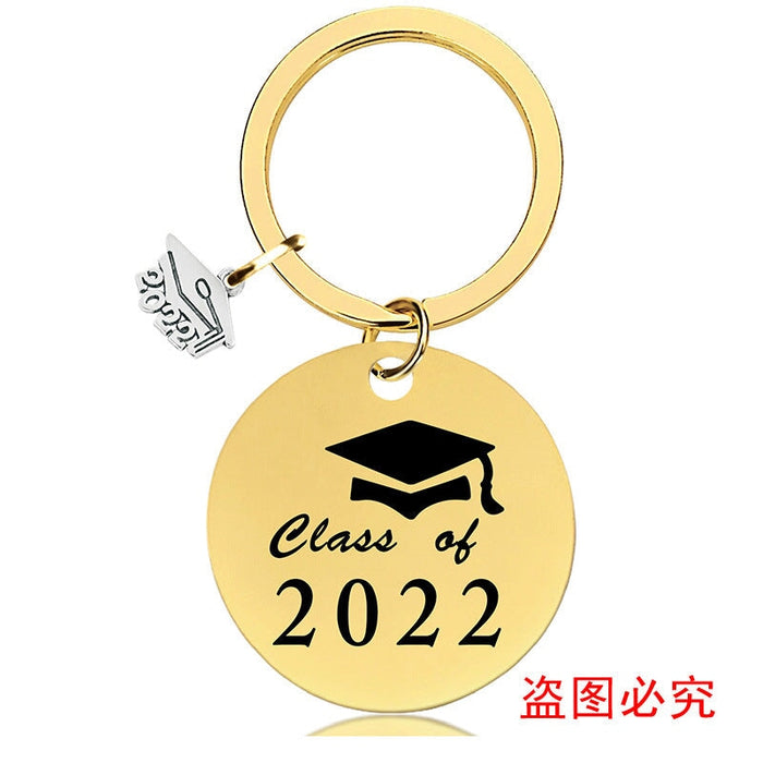 Wholesale Graduation Season Gift Stainless Steel Round Metal Keychain JDC-KC-GangGu015 Keychains 钢古 2022BSY002 Wholesale Jewelry JoyasDeChina Joyas De China