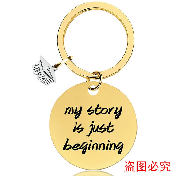 Wholesale Graduation Season Gift Stainless Steel Round Metal Keychain JDC-KC-GangGu015 Keychains 钢古 2022BSY003 Wholesale Jewelry JoyasDeChina Joyas De China