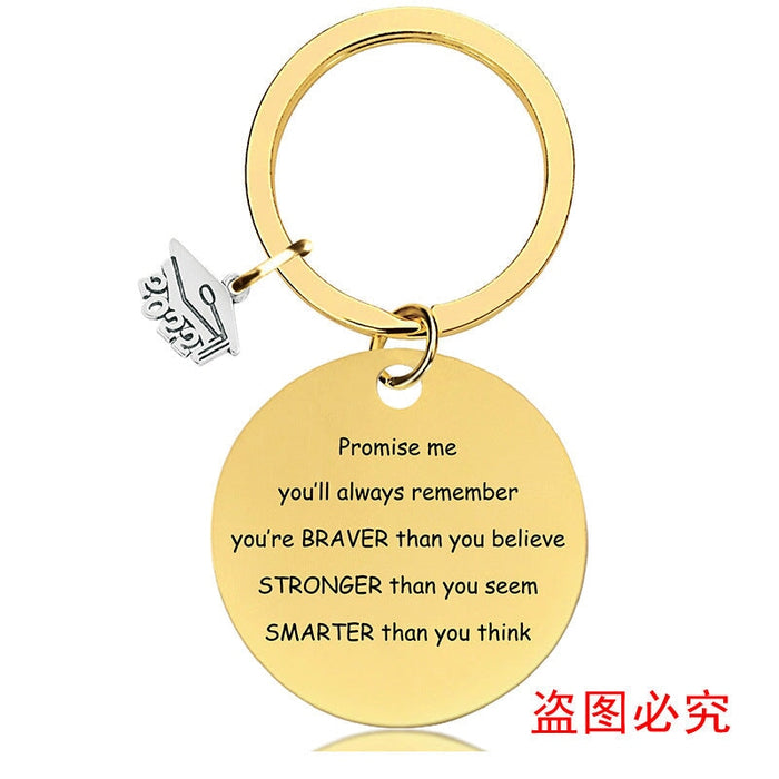 Wholesale Graduation Season Gift Stainless Steel Round Metal Keychain JDC-KC-GangGu015 Keychains 钢古 2022BSY004 Wholesale Jewelry JoyasDeChina Joyas De China