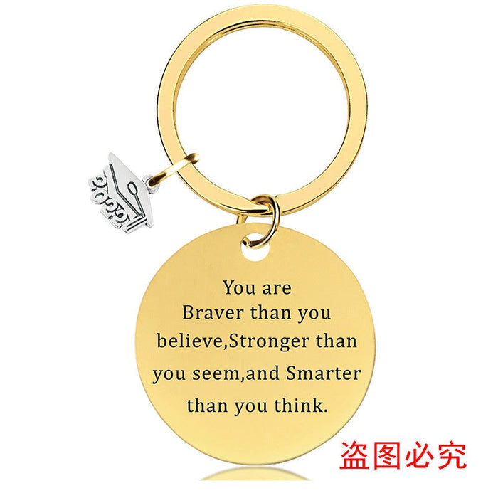 Wholesale Graduation Season Gift Stainless Steel Round Metal Keychain JDC-KC-GangGu015 Keychains 钢古 2022BSY009 Wholesale Jewelry JoyasDeChina Joyas De China