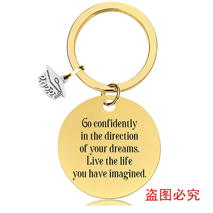 Wholesale Graduation Season Gift Stainless Steel Round Metal Keychain JDC-KC-GangGu015 Keychains 钢古 2022BSY010 Wholesale Jewelry JoyasDeChina Joyas De China