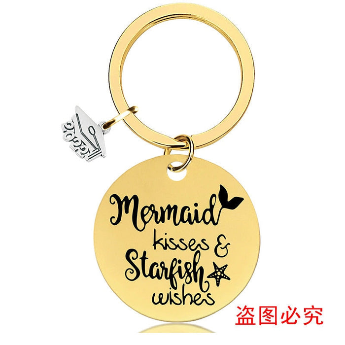 Wholesale Graduation Season Gift Stainless Steel Round Metal Keychain JDC-KC-GangGu015 Keychains 钢古 2022BSY015 Wholesale Jewelry JoyasDeChina Joyas De China