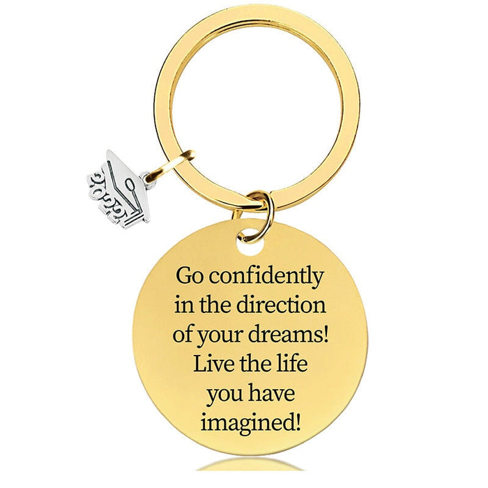 Wholesale Graduation Season Gift Stainless Steel Round Metal Keychain JDC-KC-GangGu015 Keychains 钢古 Wholesale Jewelry JoyasDeChina Joyas De China