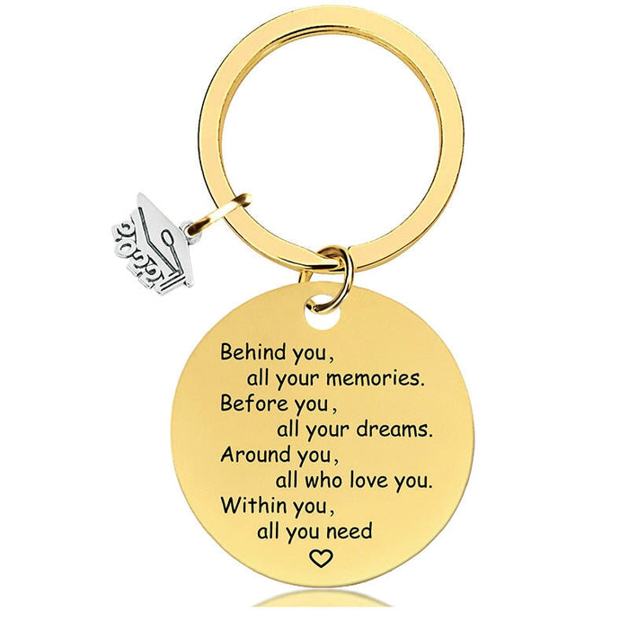 Wholesale Graduation Season Gift Stainless Steel Round Metal Keychain JDC-KC-GangGu015 Keychains 钢古 Wholesale Jewelry JoyasDeChina Joyas De China