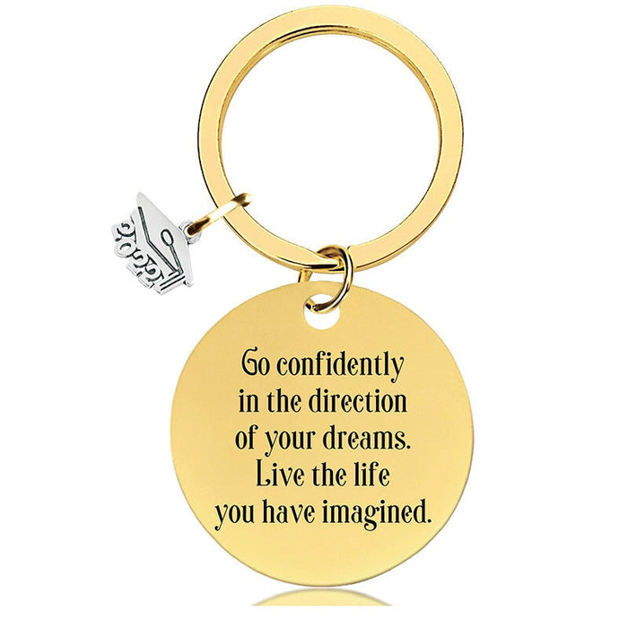Wholesale Graduation Season Gift Stainless Steel Round Metal Keychain JDC-KC-GangGu015 Keychains 钢古 Wholesale Jewelry JoyasDeChina Joyas De China