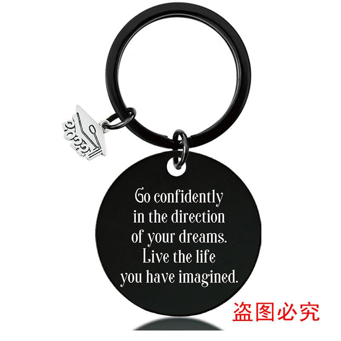 Wholesale Graduation Season Gift Stainless Steel Round Metal Keychain JDC-KC-GangGu017 Keychains 钢古 Wholesale Jewelry JoyasDeChina Joyas De China