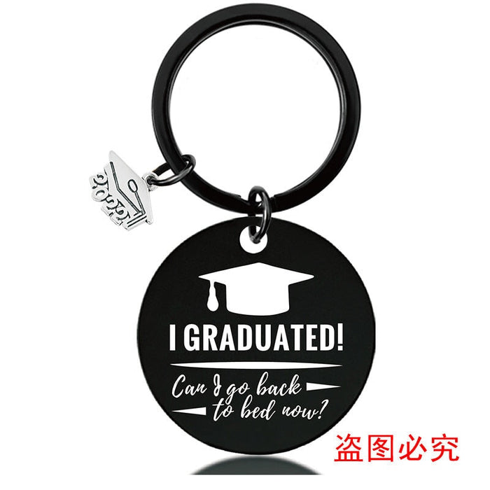 Wholesale Graduation Season Gift Stainless Steel Round Metal Keychain JDC-KC-GangGu017 Keychains 钢古 Wholesale Jewelry JoyasDeChina Joyas De China