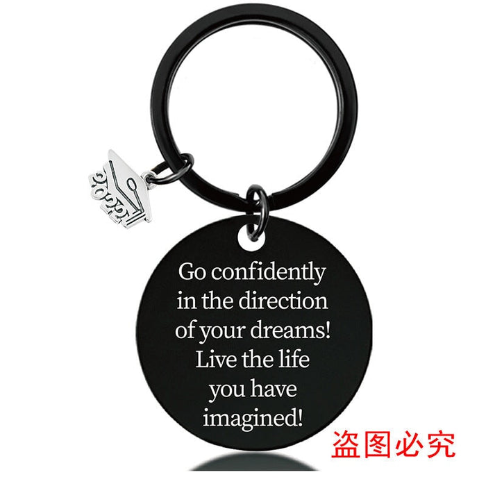 Wholesale Graduation Season Gift Stainless Steel Round Metal Keychain JDC-KC-GangGu017 Keychains 钢古 Wholesale Jewelry JoyasDeChina Joyas De China