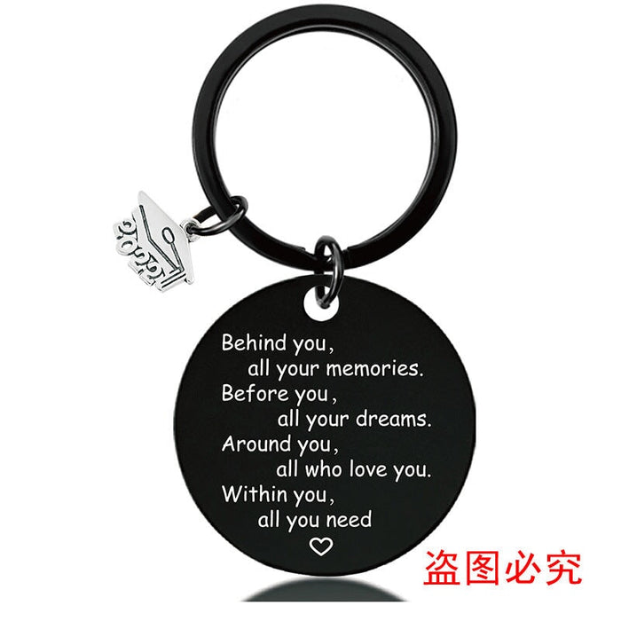 Wholesale Graduation Season Gift Stainless Steel Round Metal Keychain JDC-KC-GangGu017 Keychains 钢古 Wholesale Jewelry JoyasDeChina Joyas De China