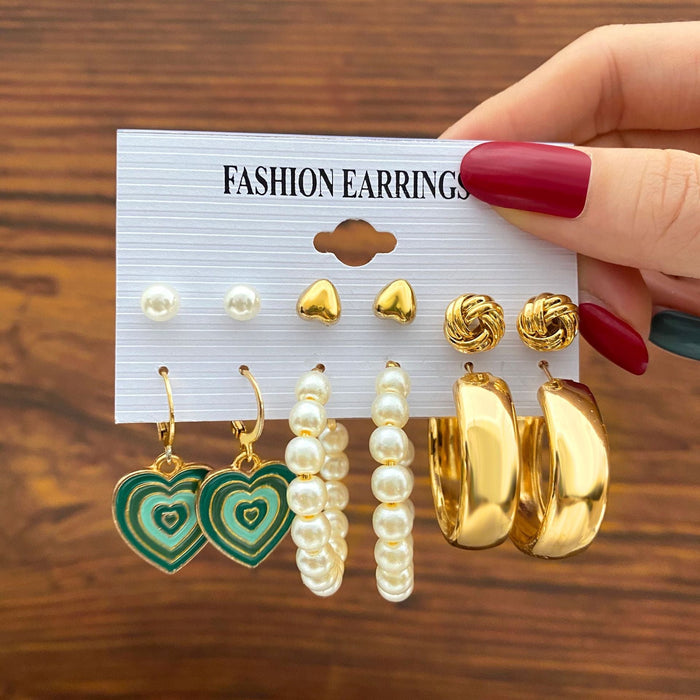Wholesale green acrylic Earring Set JDC-ES-F629 Earrings 韩之尚 54557 Wholesale Jewelry JoyasDeChina Joyas De China