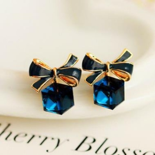 Bulk Jewelry Wholesale green alloy crystal block bow studs JDC-ES-RL008 Wholesale factory from China YIWU China