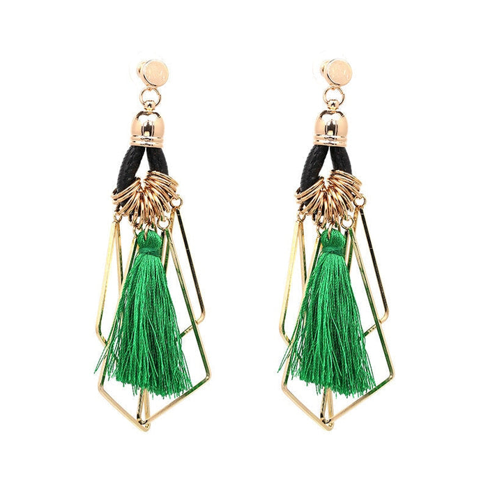 Wholesale green alloy earrings JDC-ES-JJ338 Earrings 聚嘉 Gold + Red Wholesale Jewelry JoyasDeChina Joyas De China