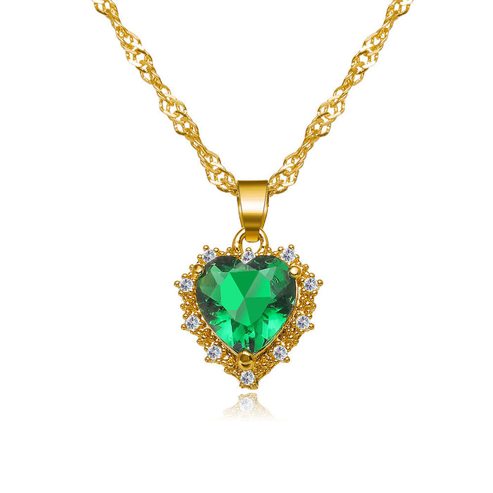 Wholesale green alloy heart-shaped necklace JDC-NE-F587 necklace JoyasDeChina 5481801 Wholesale Jewelry JoyasDeChina Joyas De China