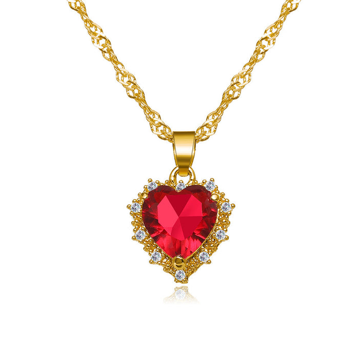 Wholesale green alloy heart-shaped necklace JDC-NE-F587 necklace JoyasDeChina 5481802 Wholesale Jewelry JoyasDeChina Joyas De China