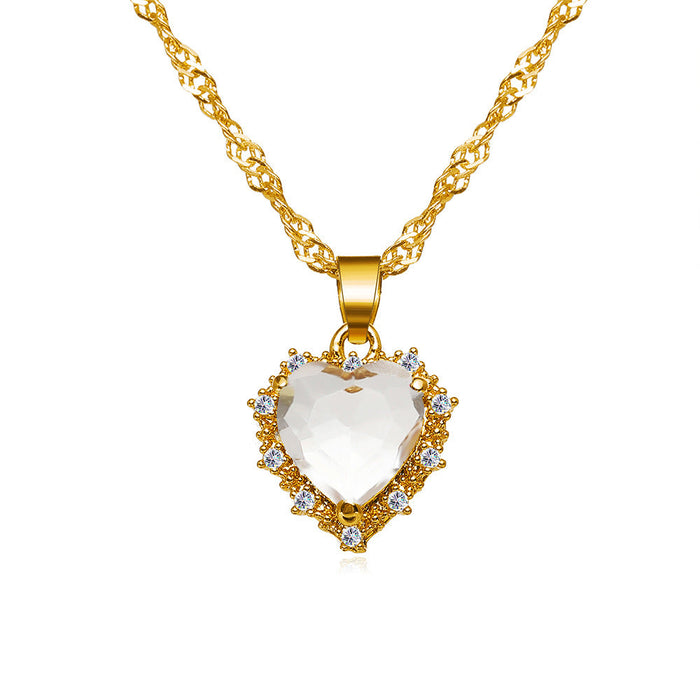 Wholesale green alloy heart-shaped necklace JDC-NE-F587 necklace JoyasDeChina 5481803 Wholesale Jewelry JoyasDeChina Joyas De China