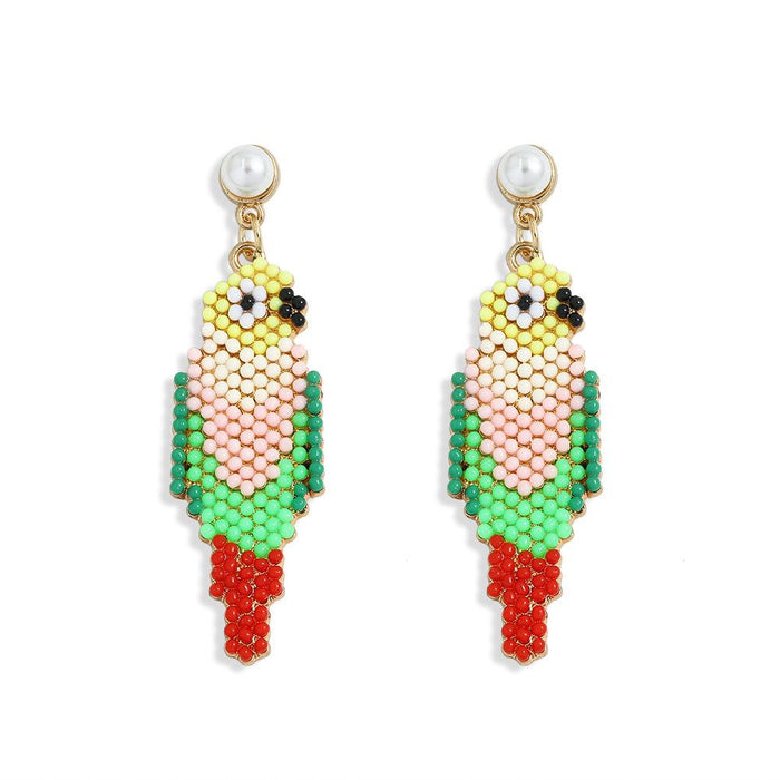 Bulk Jewelry Wholesale green alloy inlaid rice bead leaf earrings JDC-ES-V15 Wholesale factory from China YIWU China