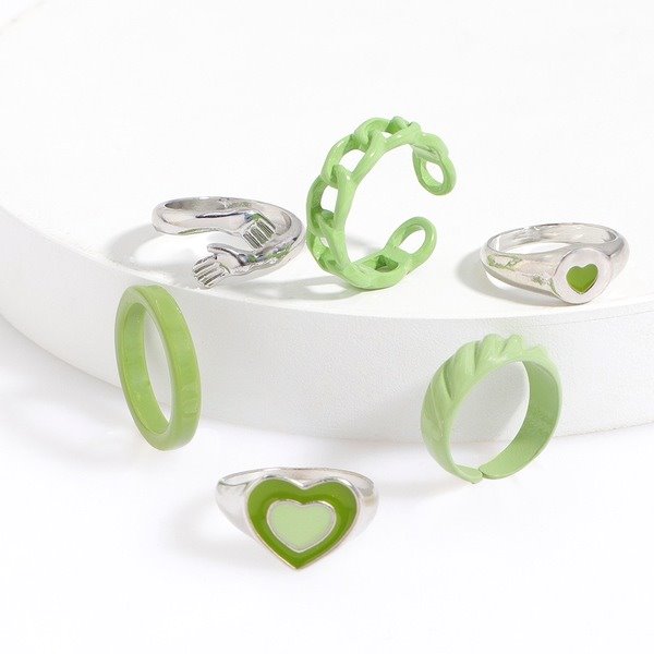 Wholesale Green Alloy Rings Set JDC-RS-JQ008 Rings JoyasDeChina Wholesale Jewelry JoyasDeChina Joyas De China