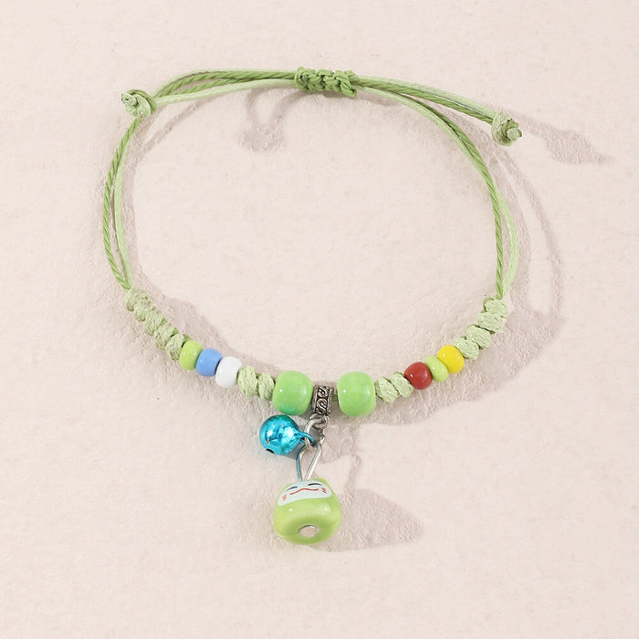 Wholesale green beaded bell length adjustable braid bracelet JDC-BT-E274 Bracelet 奈珠 Wholesale Jewelry JoyasDeChina Joyas De China