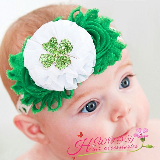 Wholesale Green Cloth St. Patrick's Day Kids Clover Head Flower Headband JDC-HD-GSQN045 Headband 丘诺 Wholesale Jewelry JoyasDeChina Joyas De China